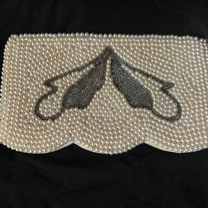 OOAK Bridal Purse. Pearls and Beads  Handmade in Japan - 50s